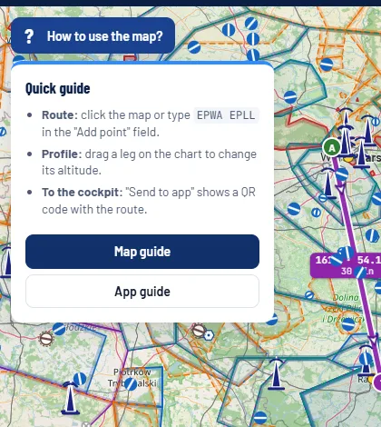 The help card with three tips and buttons to the user guides