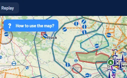 The unfolded help button with the label How to use the map